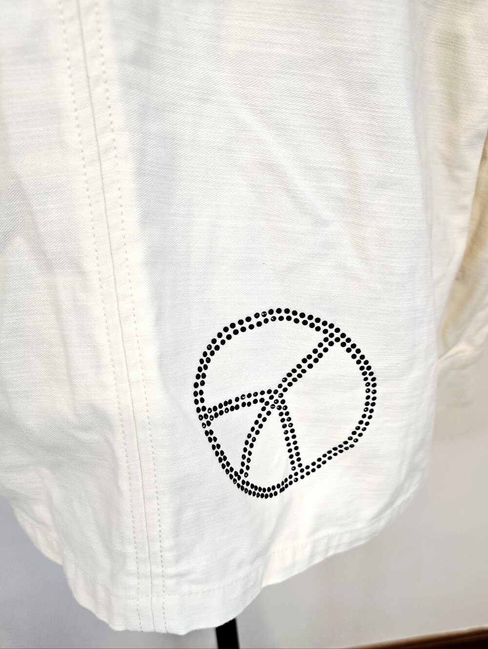 Peace Love World White Studded Star Utility Jacket Shacket Cotton Oversized Y2K - Picture 8 of 15